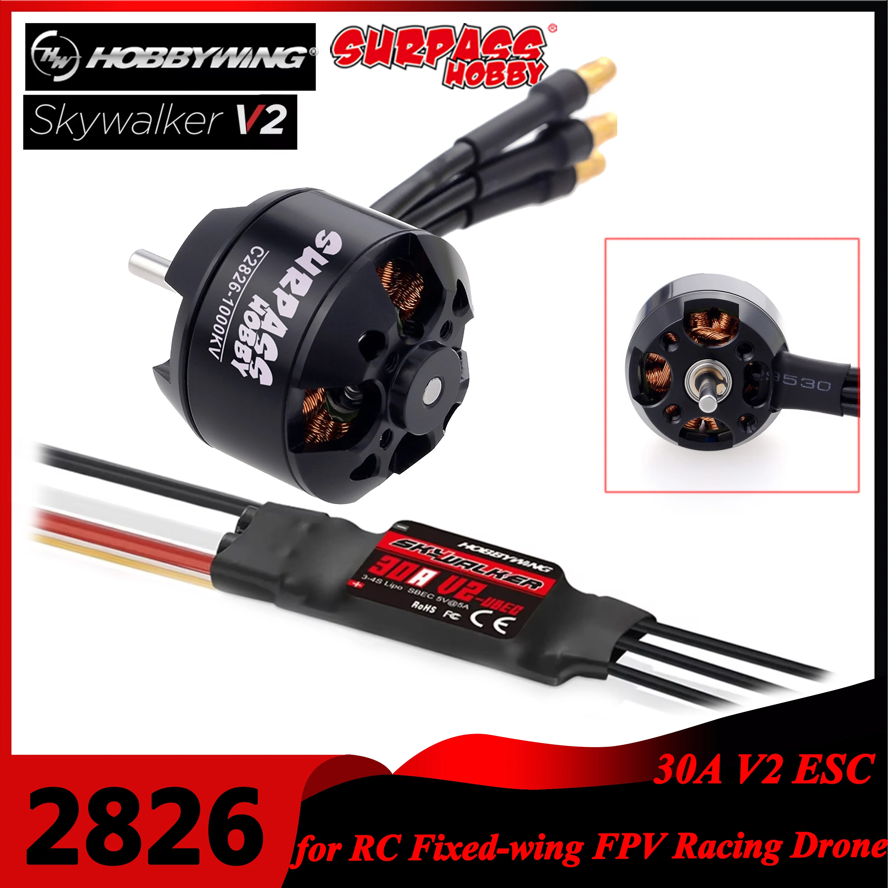 Drone Racing Esc - Silnik bezszczotkowy Surpass Hobby 2826 1000KV